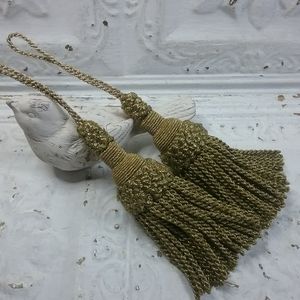 Vintage Decorative Tassels Antique Metallic Gold/Ornament/Craft Supply Set of 2